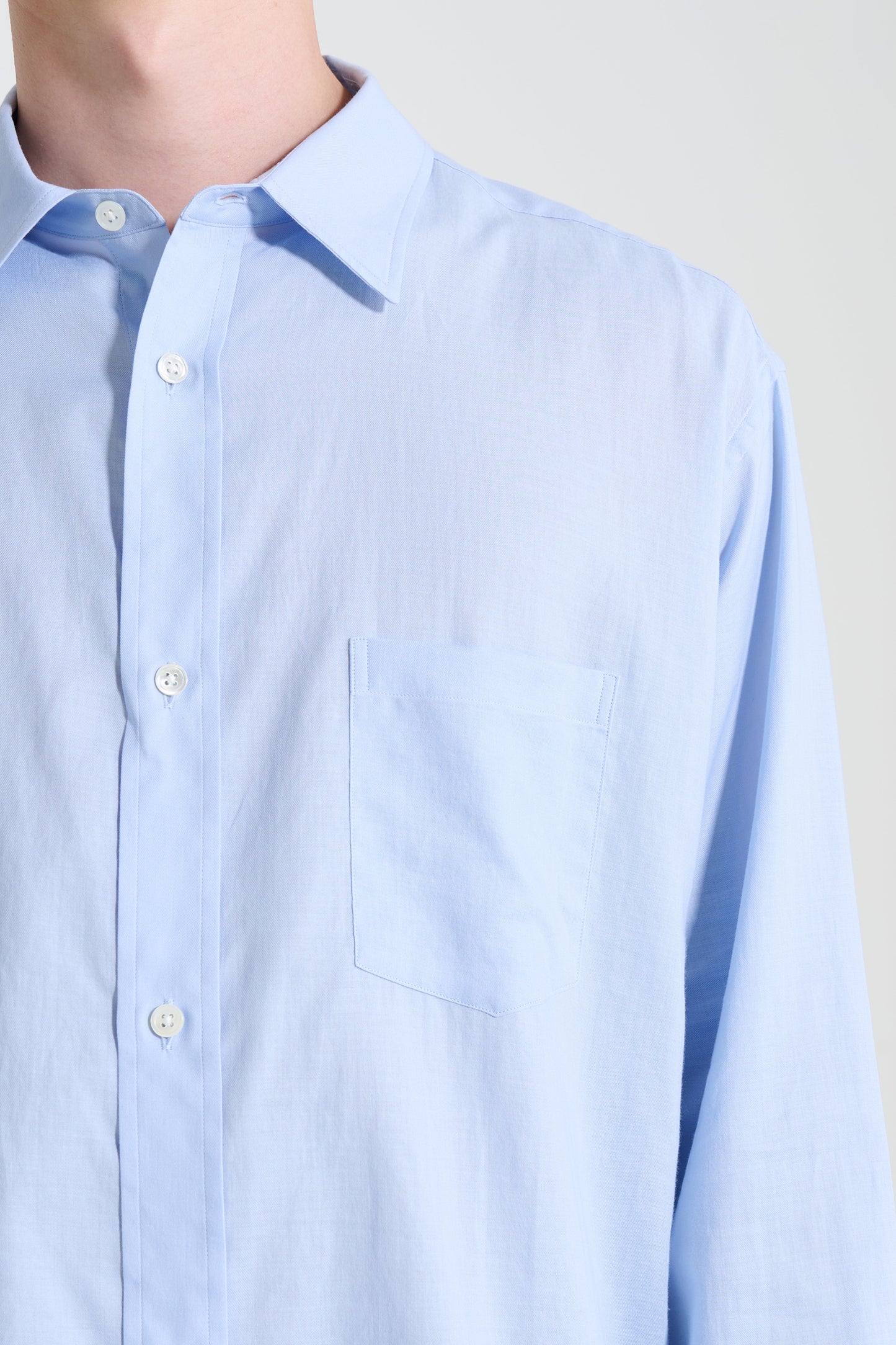 ssstein Cotton Silk Oversized Placket Shirt Sax