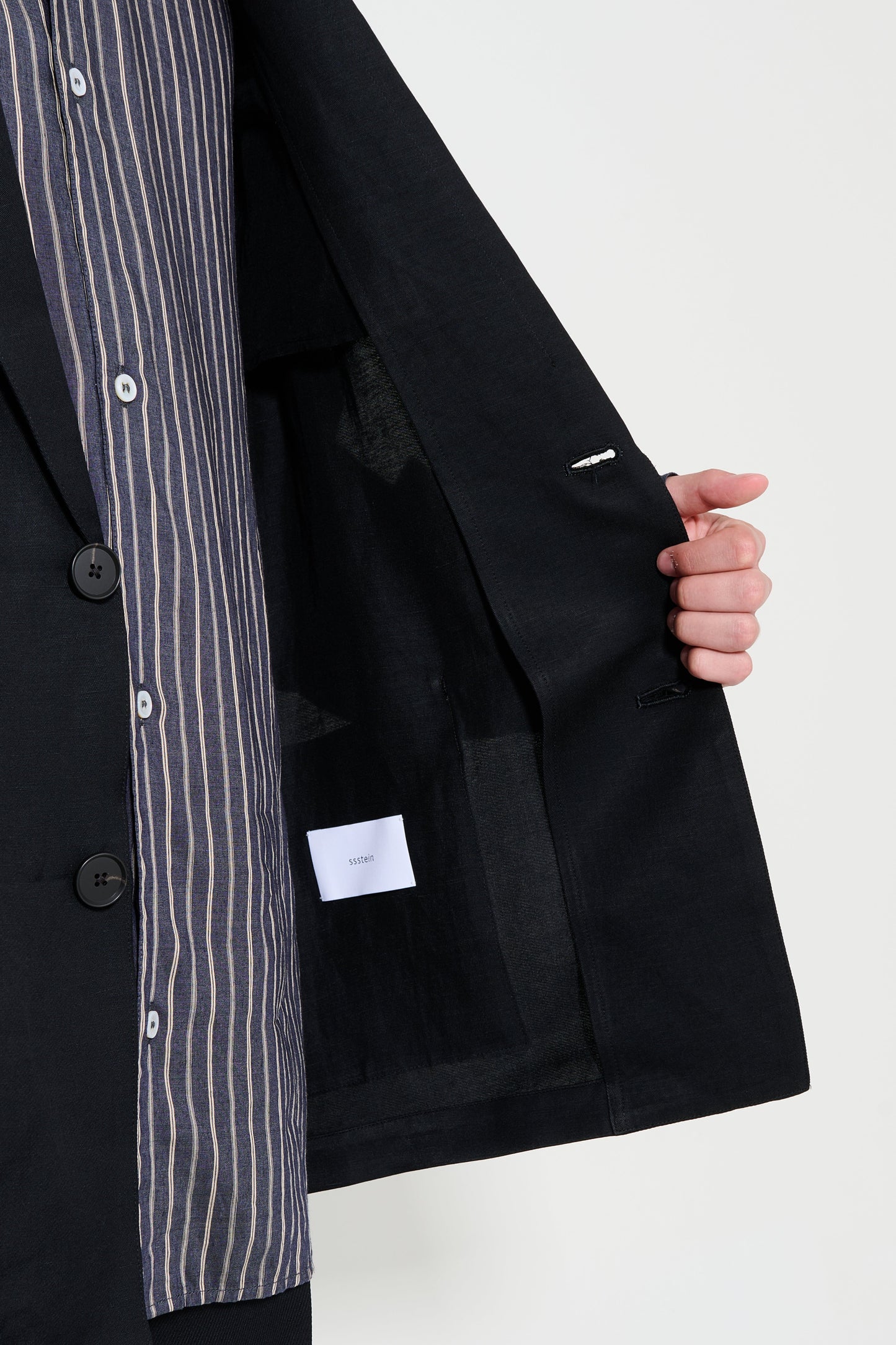 ssstein VIS/LI Bright Twill Single Breasted Jacket Black