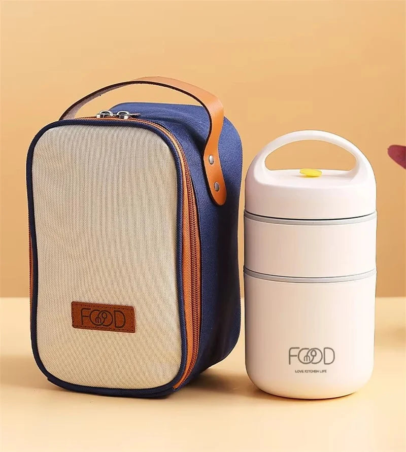 Stainless Steel Thermal Lunch Box with Insulated Bag