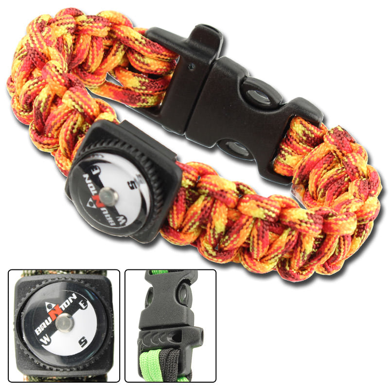 Survival Braid Whistle Compass Paracord Fireball Camo