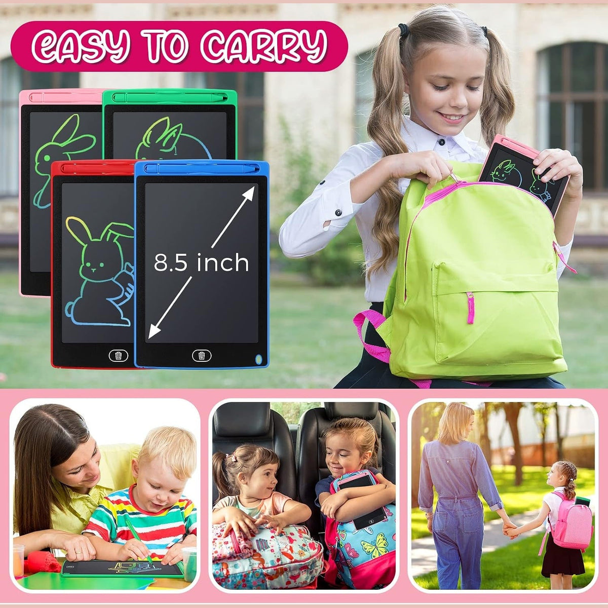 8.5 Inch LCD Writing Tablet for Kids - Colorful Doodle Board with Stylus and Lock Key