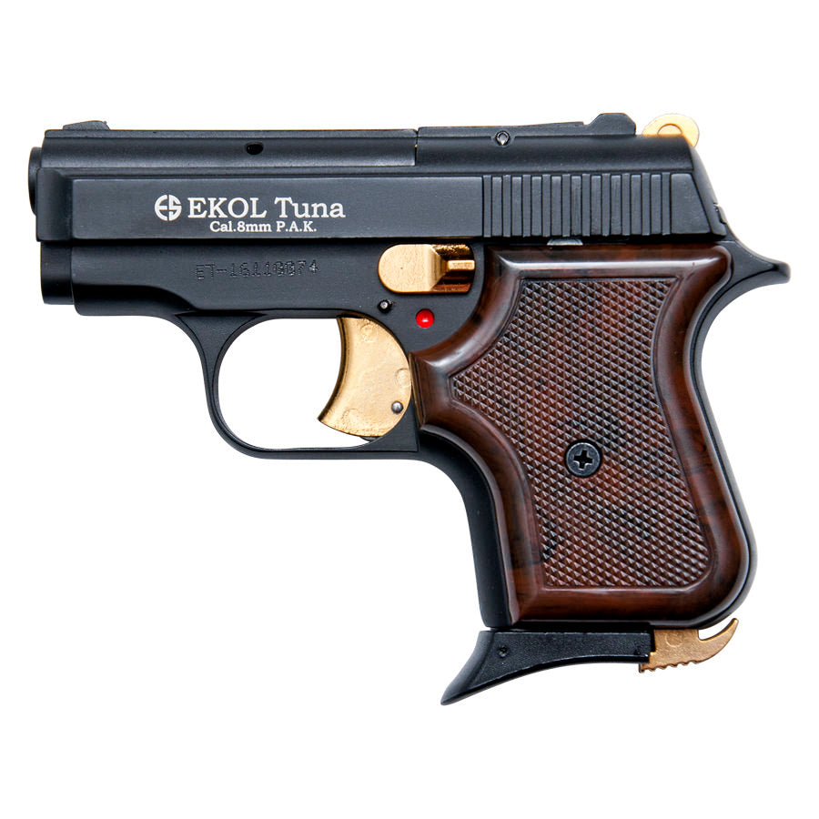 Replica Tuna V950 JF Blank Firing Pistol Black With Gold Fittings - TOPHATTER'S ARMORY DEALS