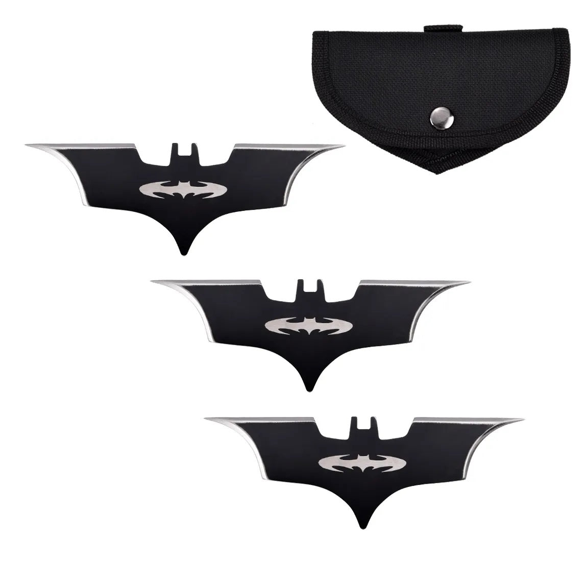 6" Batarang 3 Pcs Throwing Knife Night Dark Bat Thrower Set
