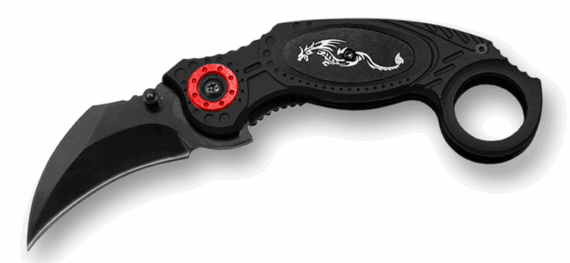 Black Handle Dragon Karambit Assisted Opening Pocket Knife