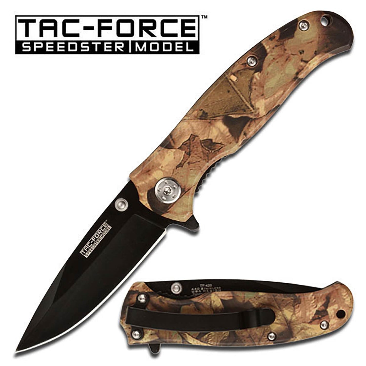 Spring Assisted Folding Pocket Knife - Textured Aluminum Camo Handle