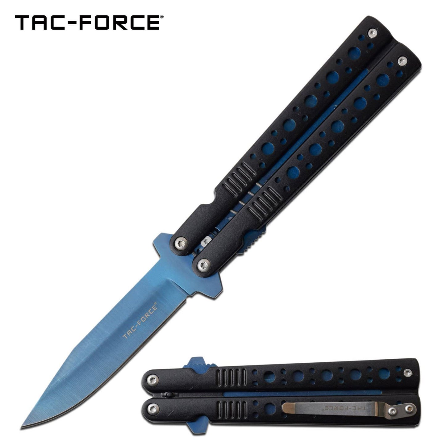 7.5 Inch TiNite Coated Blade Spring Assisted Folding Knife Faux Butterfly