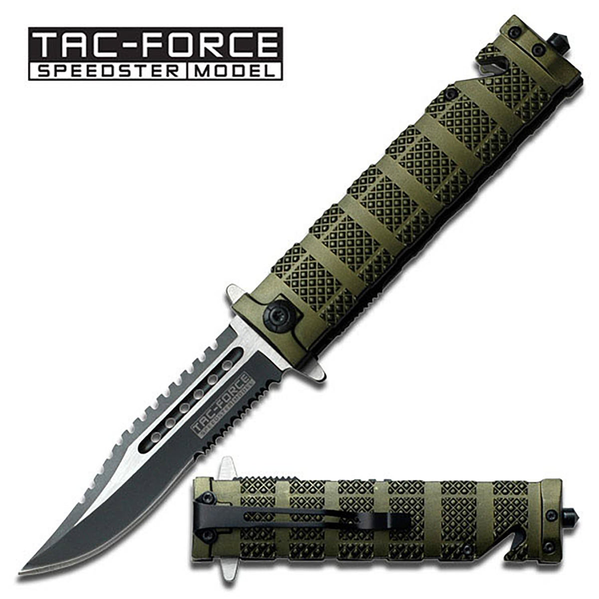 Spring Assist - 'Legal Auto Knife' - Green Tactical Fighter - TOPHATTER'S ARMORY DEALS