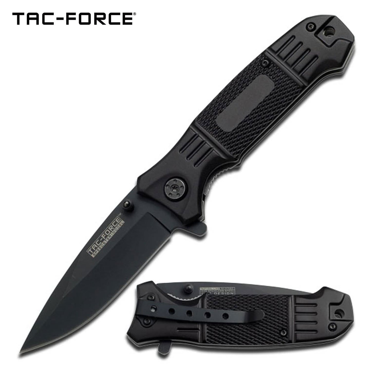 All Black Drop Point Blade Spring Assisted Knife