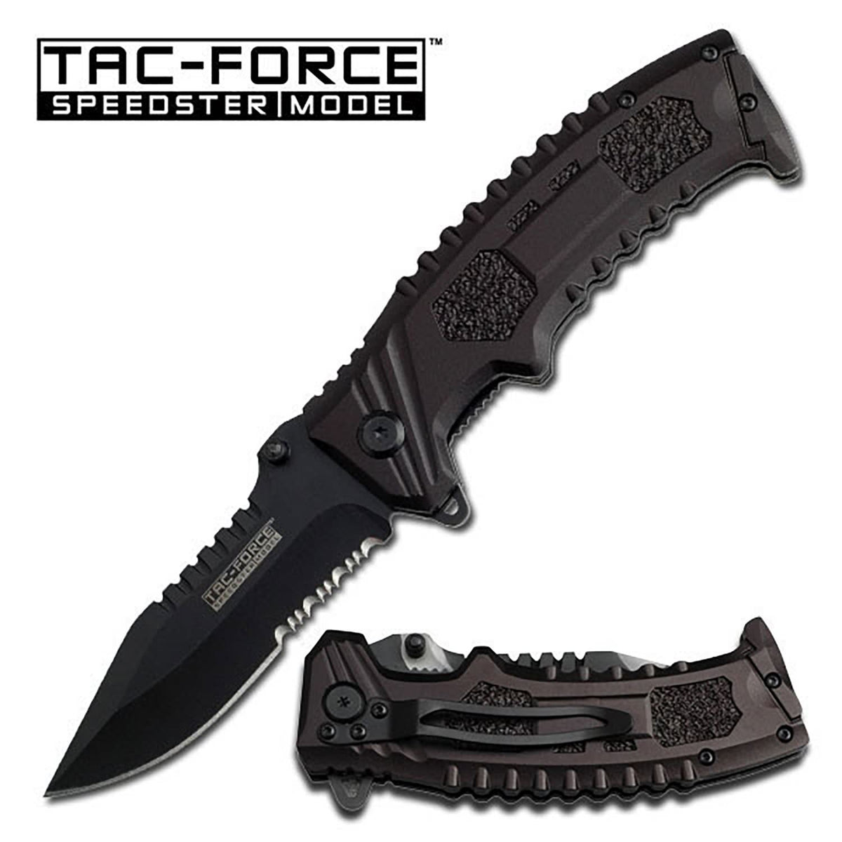 Black Serrated Blade Combat Spring-Assist Folding Pocket Knife - TOPHATTER'S ARMORY DEALS