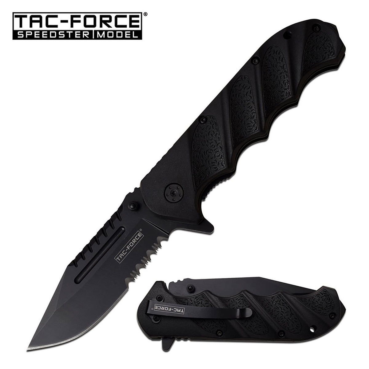 Spring Assist Folding Knife Tactical Black Serrated Blade EDC - TOPHATTER'S ARMORY DEALS