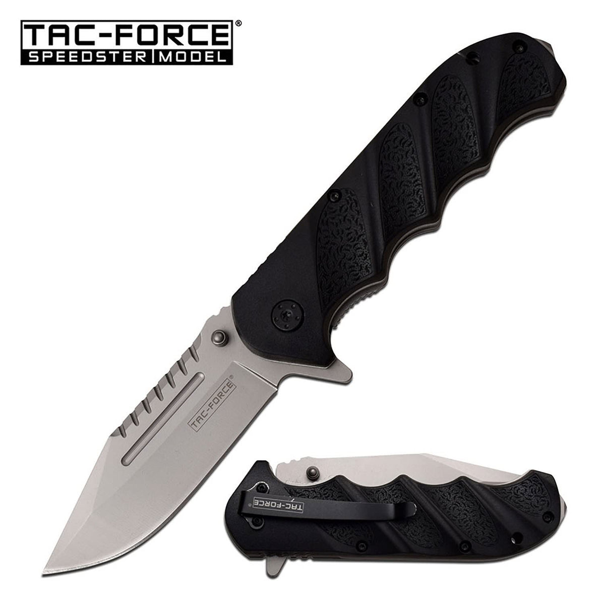 Spring Assist Folding Knife Tactical Silver Blade Black Handle EDC - TOPHATTER'S ARMORY DEALS