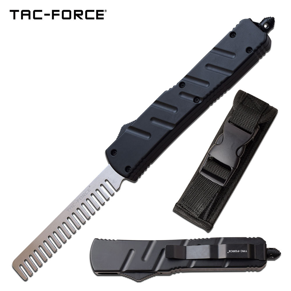 Automatic Beard Comb Out the Front Black Tactical Handle