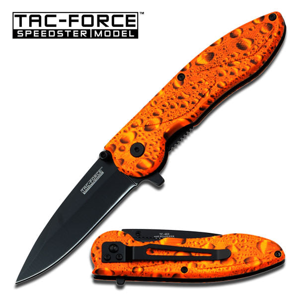 Tac Force Orange Raindrop Knife Assisted Opening Knife 4 1/2" Closed - TOPHATTER'S ARMORY DEALS
