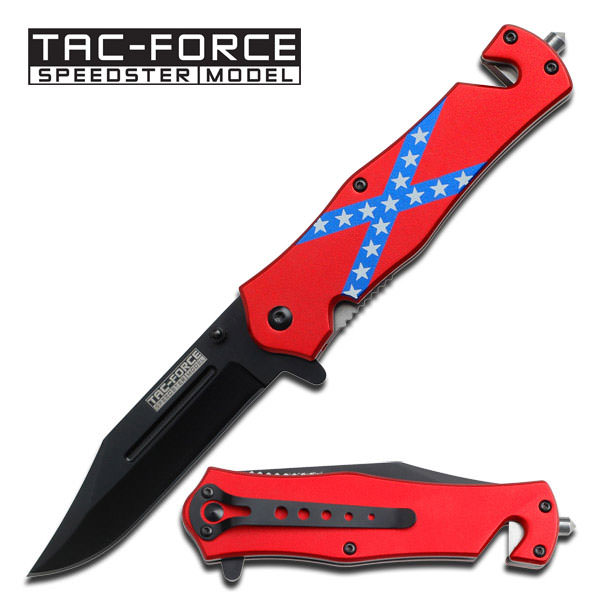 CSA Confederate Flag Handle Rescue Spring Assist Knife