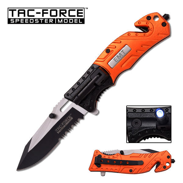 Tac Force 4.5 Inches Orange Black Spring Assisted Opening Knife - TOPHATTER'S ARMORY DEALS
