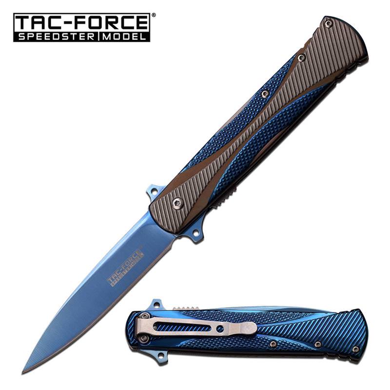 Tac-Force Blue Blade 5 Inch Closed Spring Assisted Opening Knife - TOPHATTER'S ARMORY DEALS