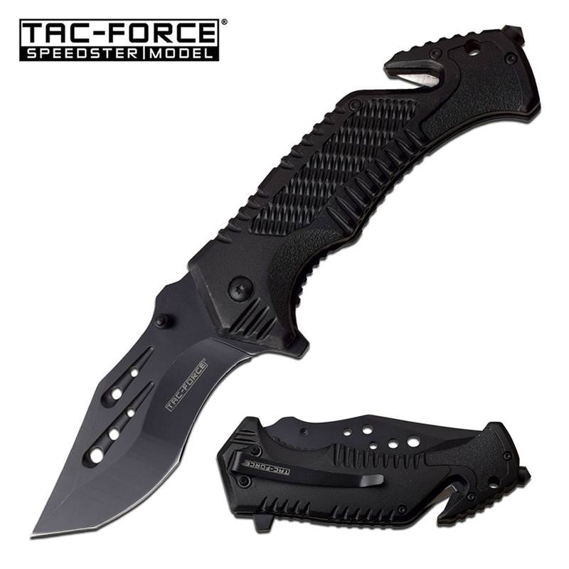 Folding Tracker Blade Tactical Rescue Spring Assist Pocket Knife All Black - TOPHATTER'S ARMORY DEALS