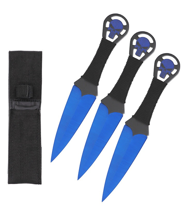 9 Inch Blue Punisher Skull Throwing Knives 3 Pc Set - TOPHATTER'S ARMORY DEALS