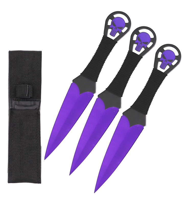 9 Inch Purple Punisher Skull Throwing Knives 3 Pc Set - TOPHATTER'S ARMORY DEALS