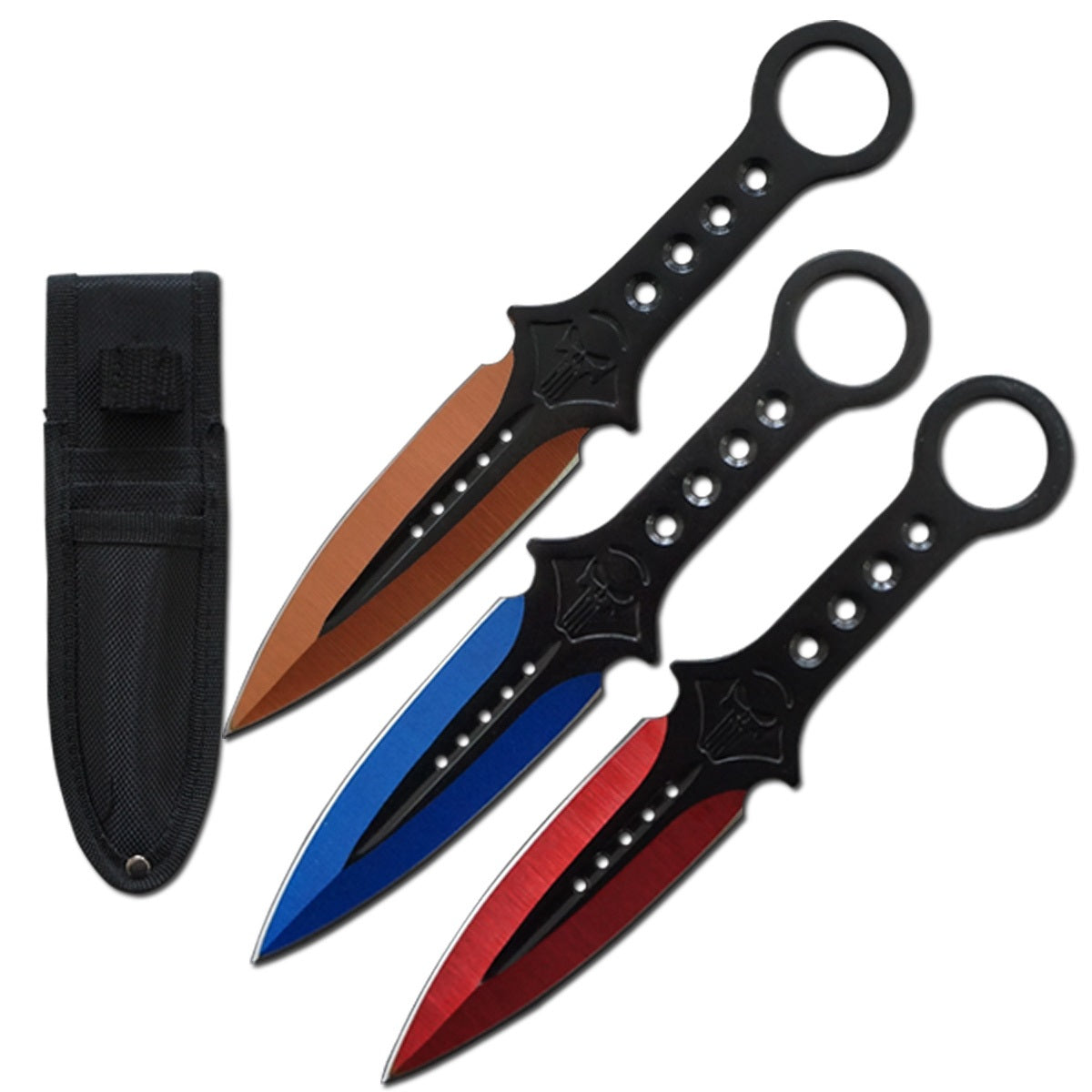 3 Pcs 7.5" Tactical Skull Kunai Throwing Knife Blade Mixed Set - TOPHATTER'S ARMORY DEALS