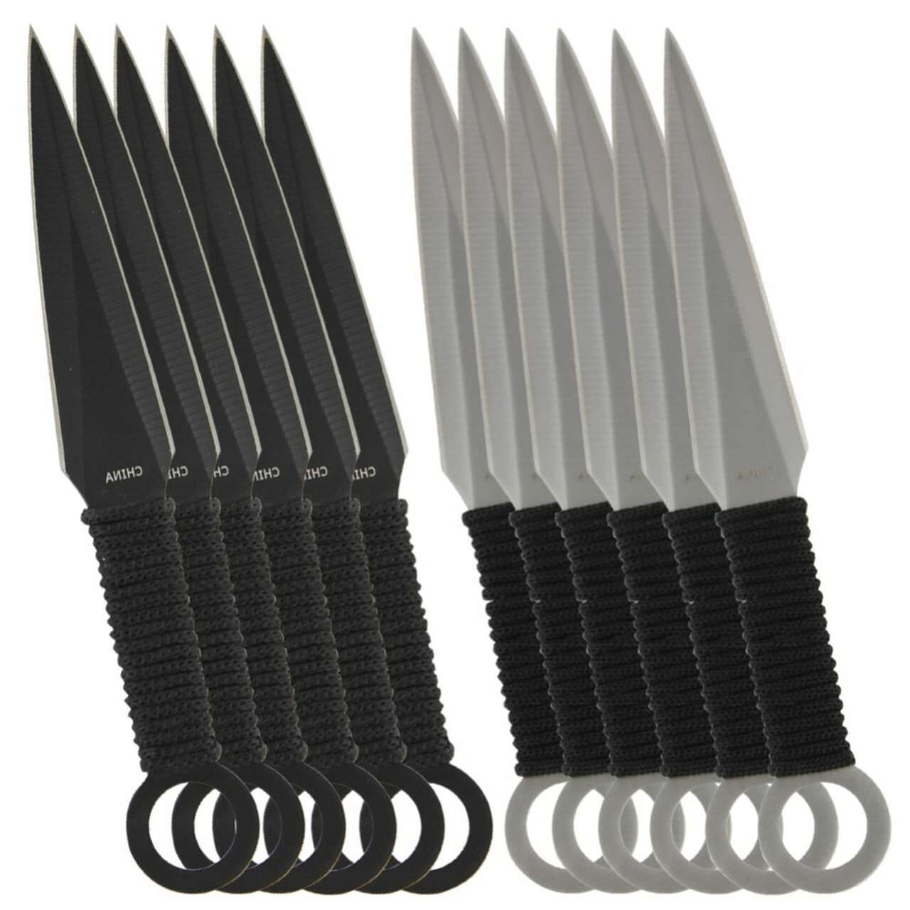 Light & Dark Kunai Throwing Knife 12 Piece Set With Pouch