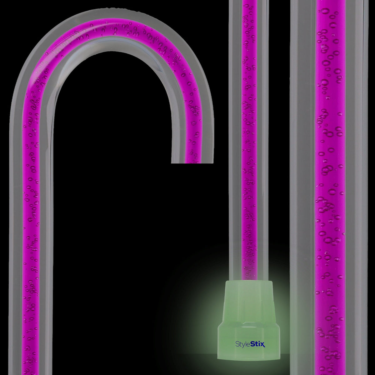 Amethyst Trace Cane: Purple Streak w/ Floating Bubbles in Clear Shaft
