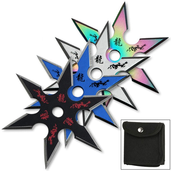4 Pc Set Ninja Throwing Stars Anime Shuriken Knife Blade Six-Sided - TOPHATTER'S ARMORY DEALS
