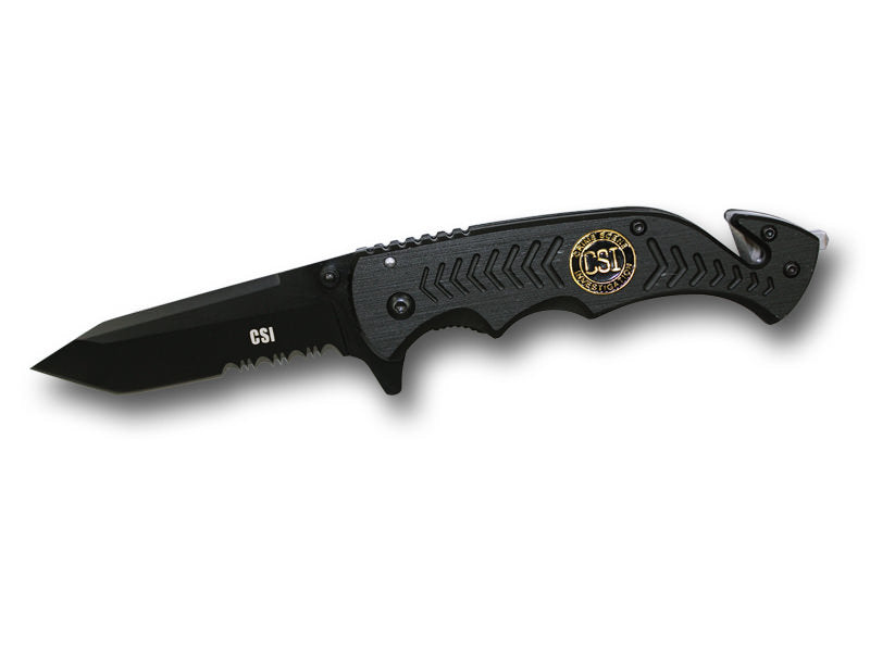 8 Inch Assisted Open Rescue Series Knife All Black CSI - TOPHATTER'S ARMORY DEALS