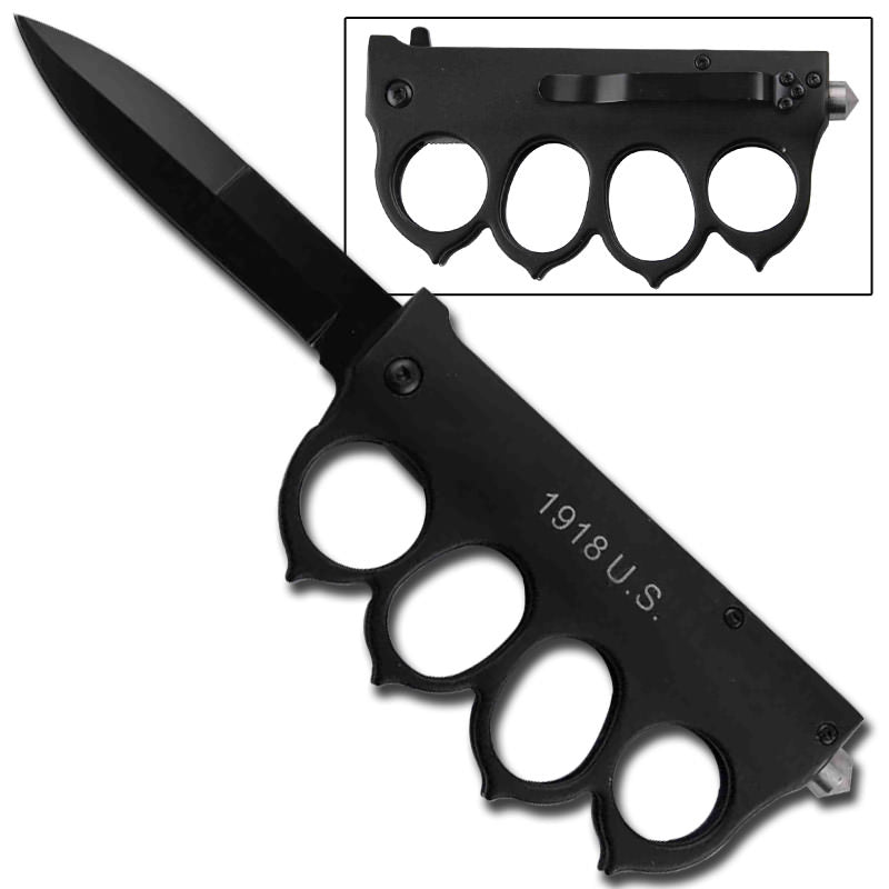 WWI 1918 Trench Knife Folder Spring Assist Knife NEW - TOPHATTER'S ARMORY DEALS