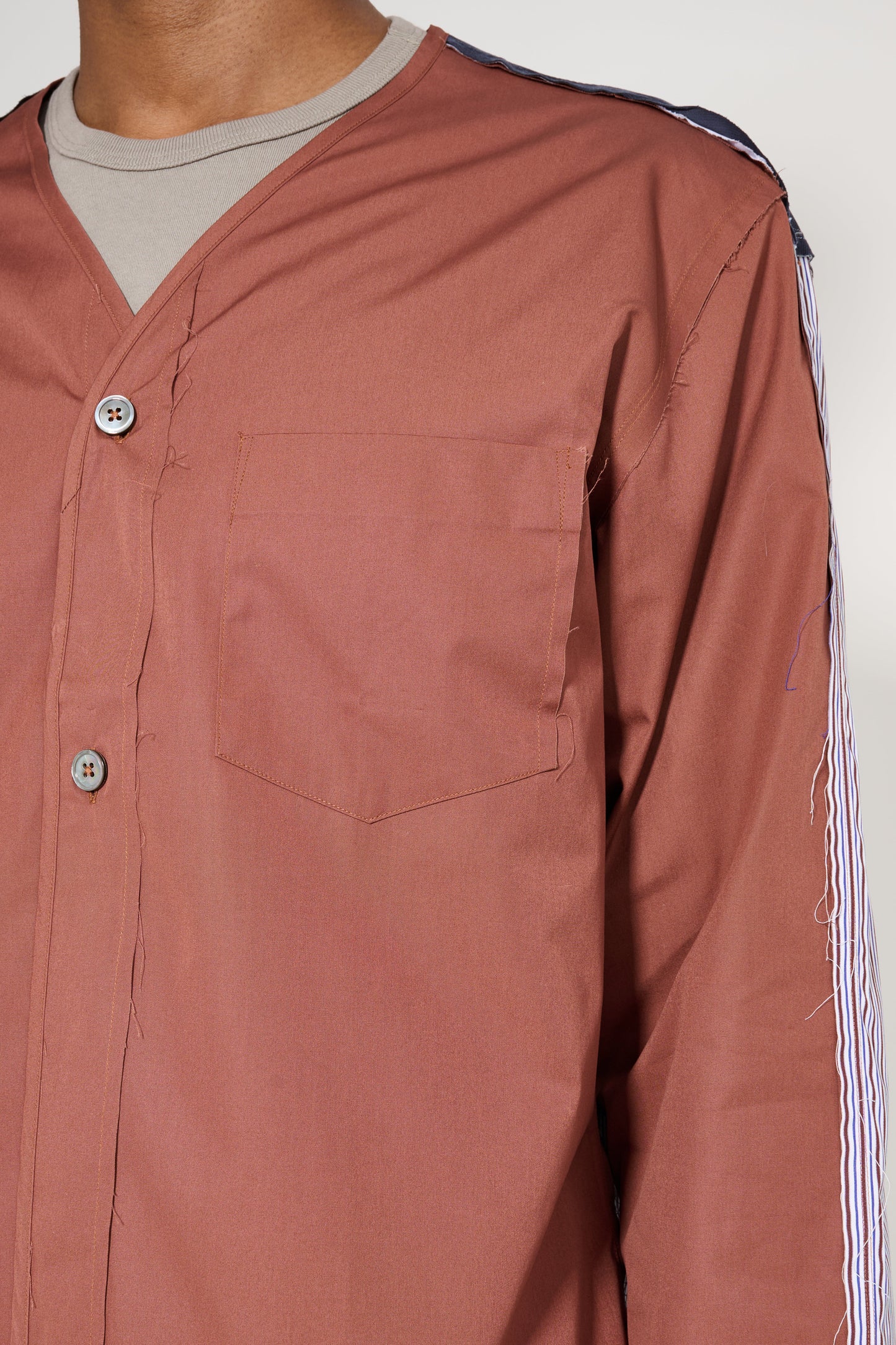 TRES BIEN ATELJÉ Deconstructed Baseball Shirt Brown