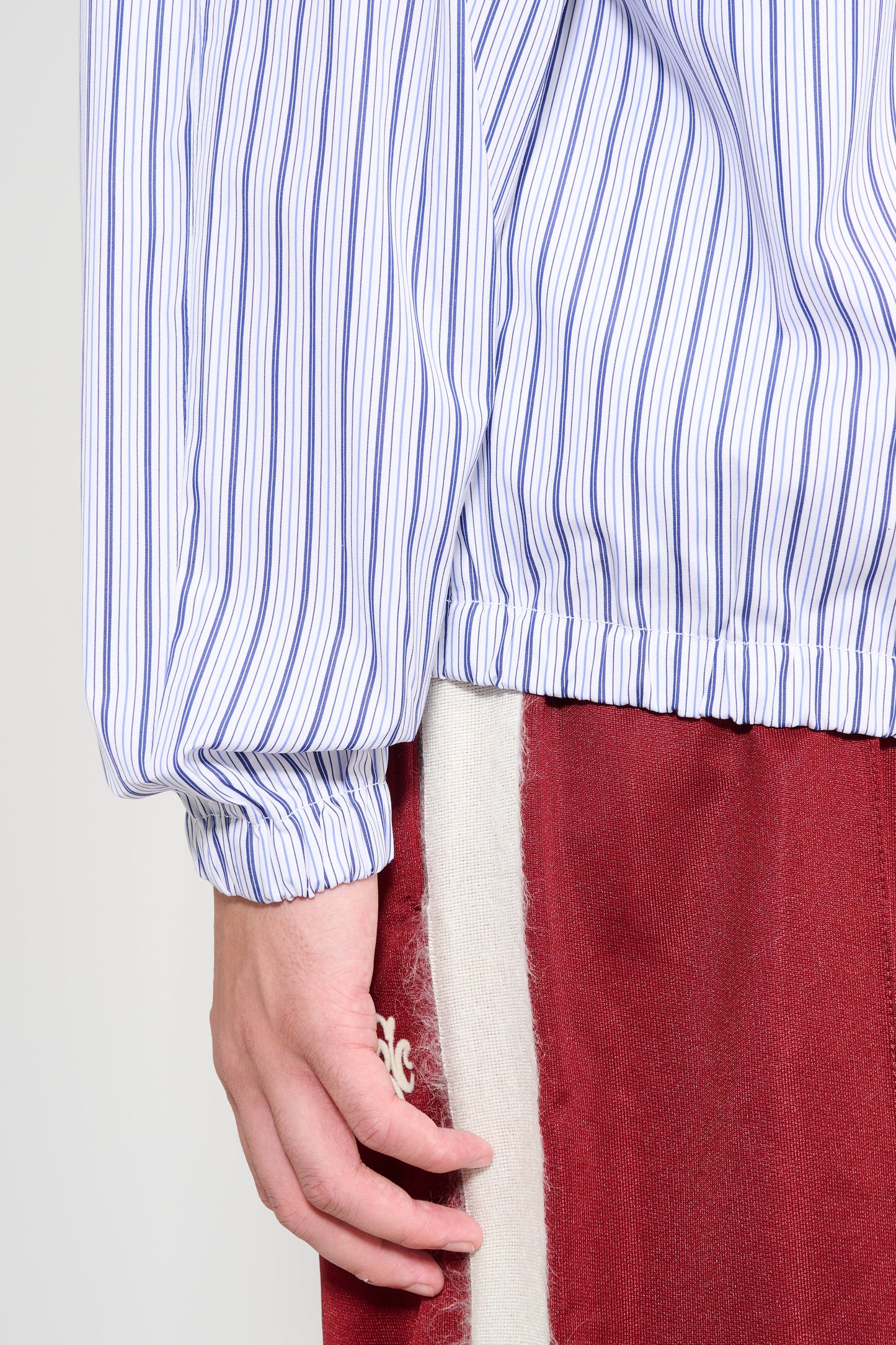 Très Bien Warm Up Shirt Jacket Stripe White / Blue