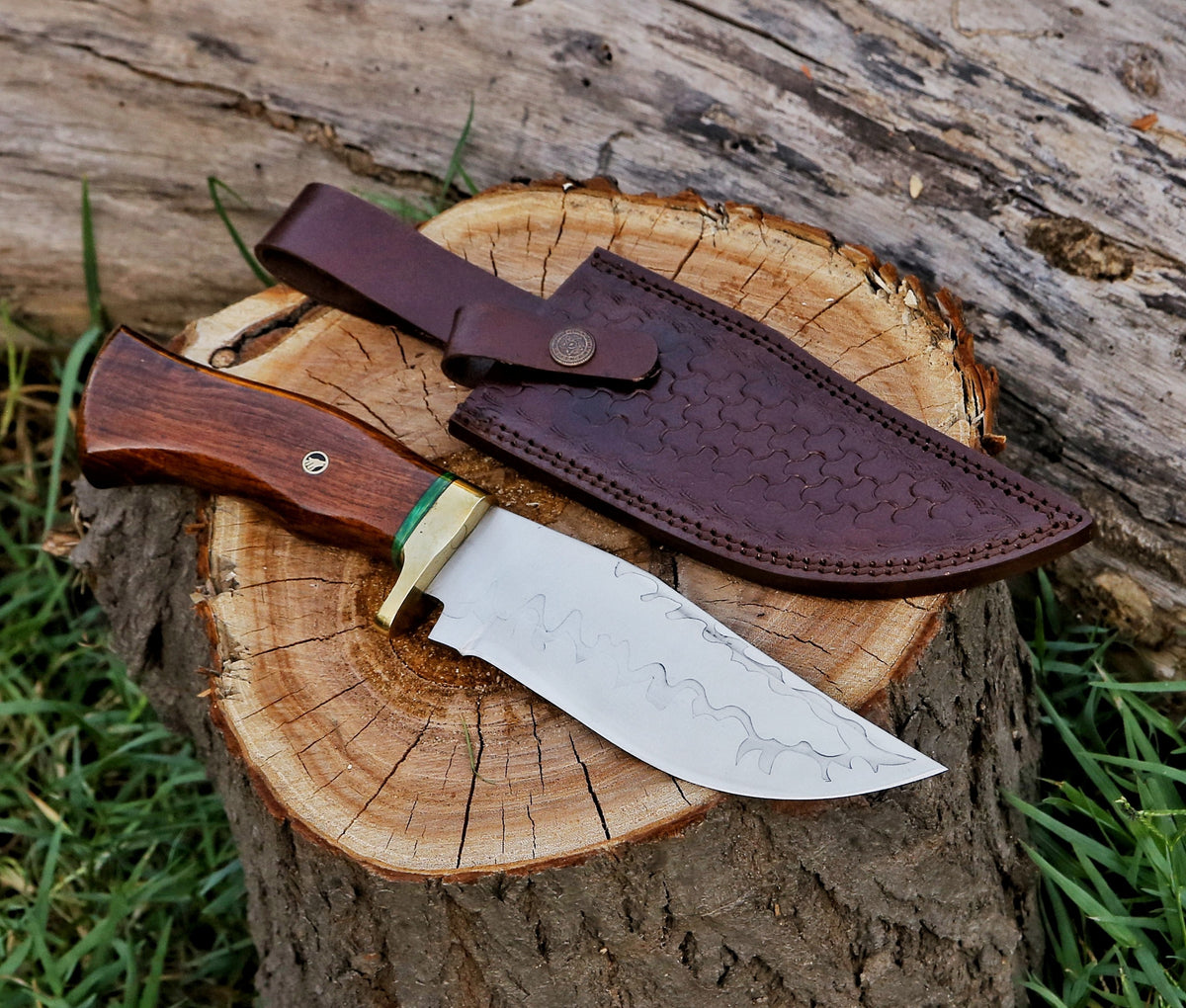 Custom Engraved Handmade 12C27 Stainless Steel Hunting Bowie Knife 12.5" - TOPHATTER'S ARMORY DEALS
