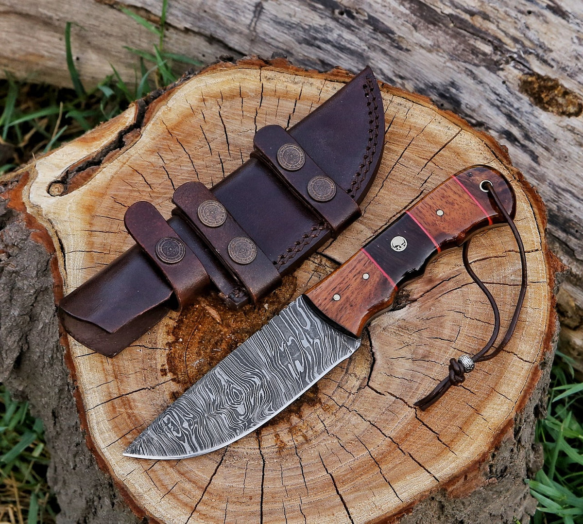 9" Fixed Blade Handmade Damascus Steel Hunting Skinning Knife - TOPHATTER'S ARMORY DEALS