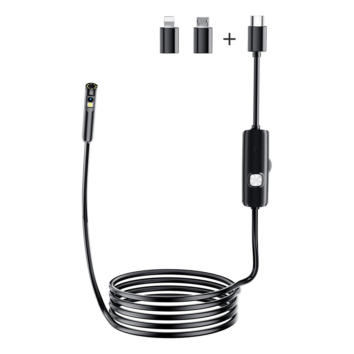 Dual Lens Phone Endoscope, 1920p Inspection Camera with 8 LEDs for iPhone and Android