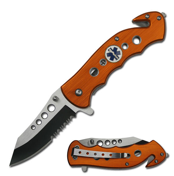 Ambulance Emergency Tactical Rescue Folder Spring Assist Knife - TOPHATTER'S ARMORY DEALS