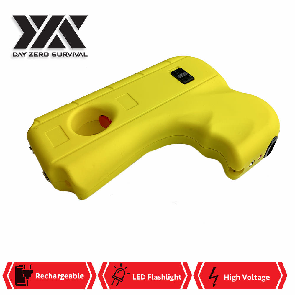 DZS Yellow Hand Pistol Stun Gun LED Light Rechargeable Battery