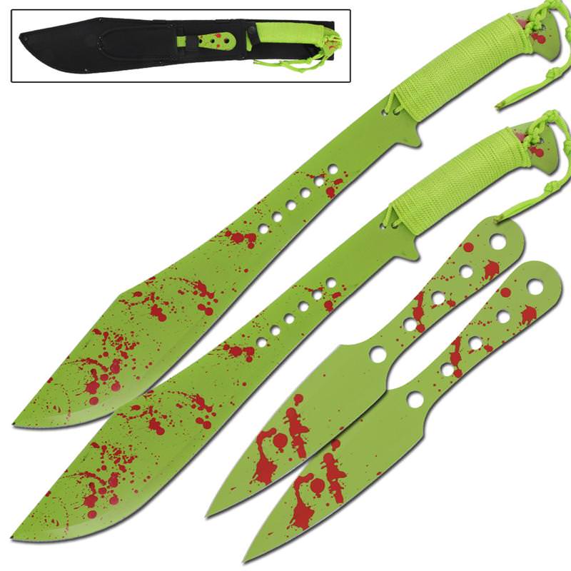 Zombie Killer War Games Twin Machete Thrower Set Combo
