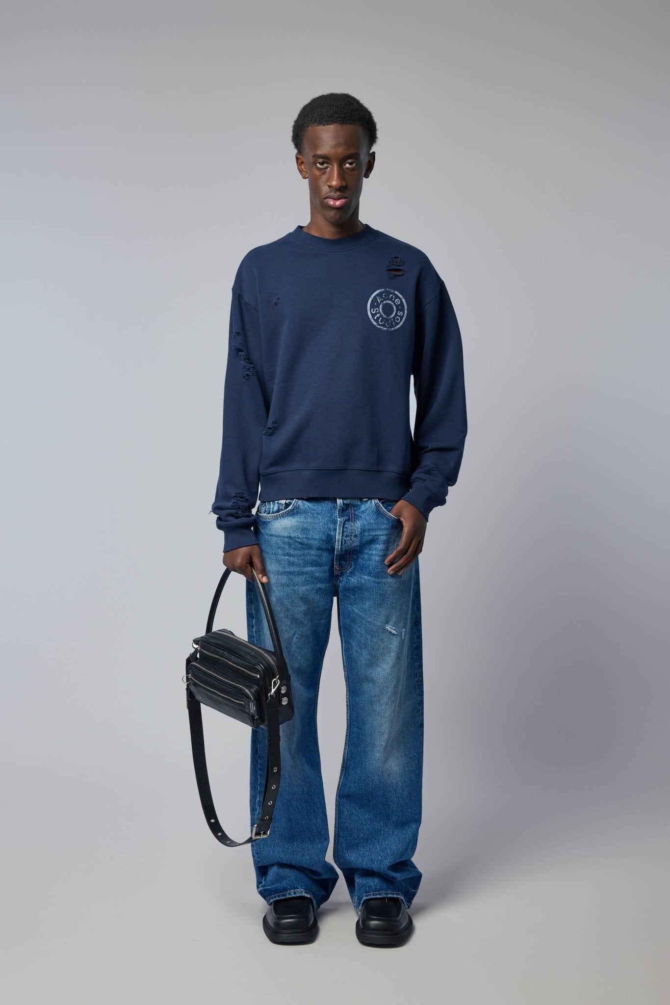 Distressed Fleece Sweatshirt