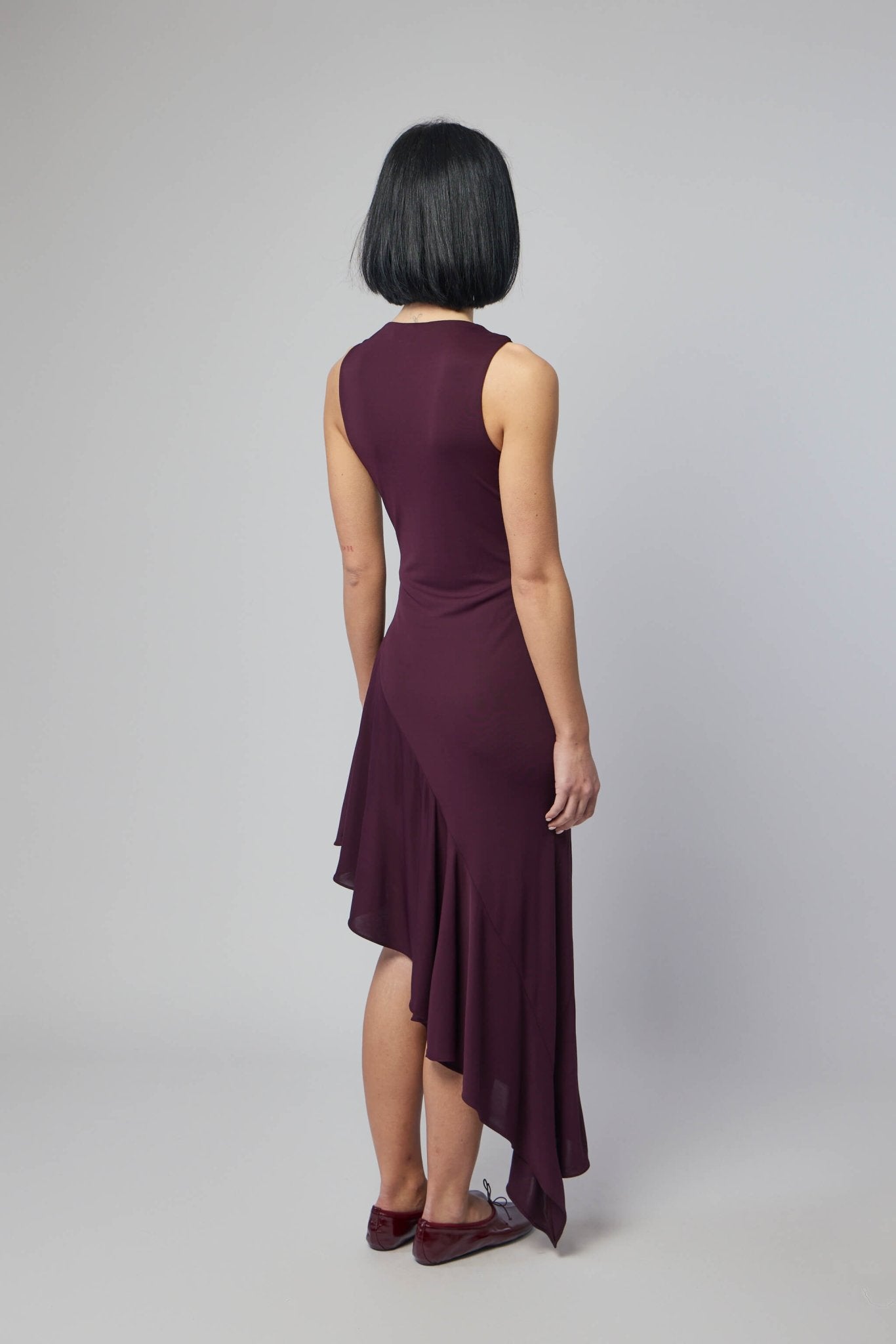 Asymmetric Fluid Jersey Dress