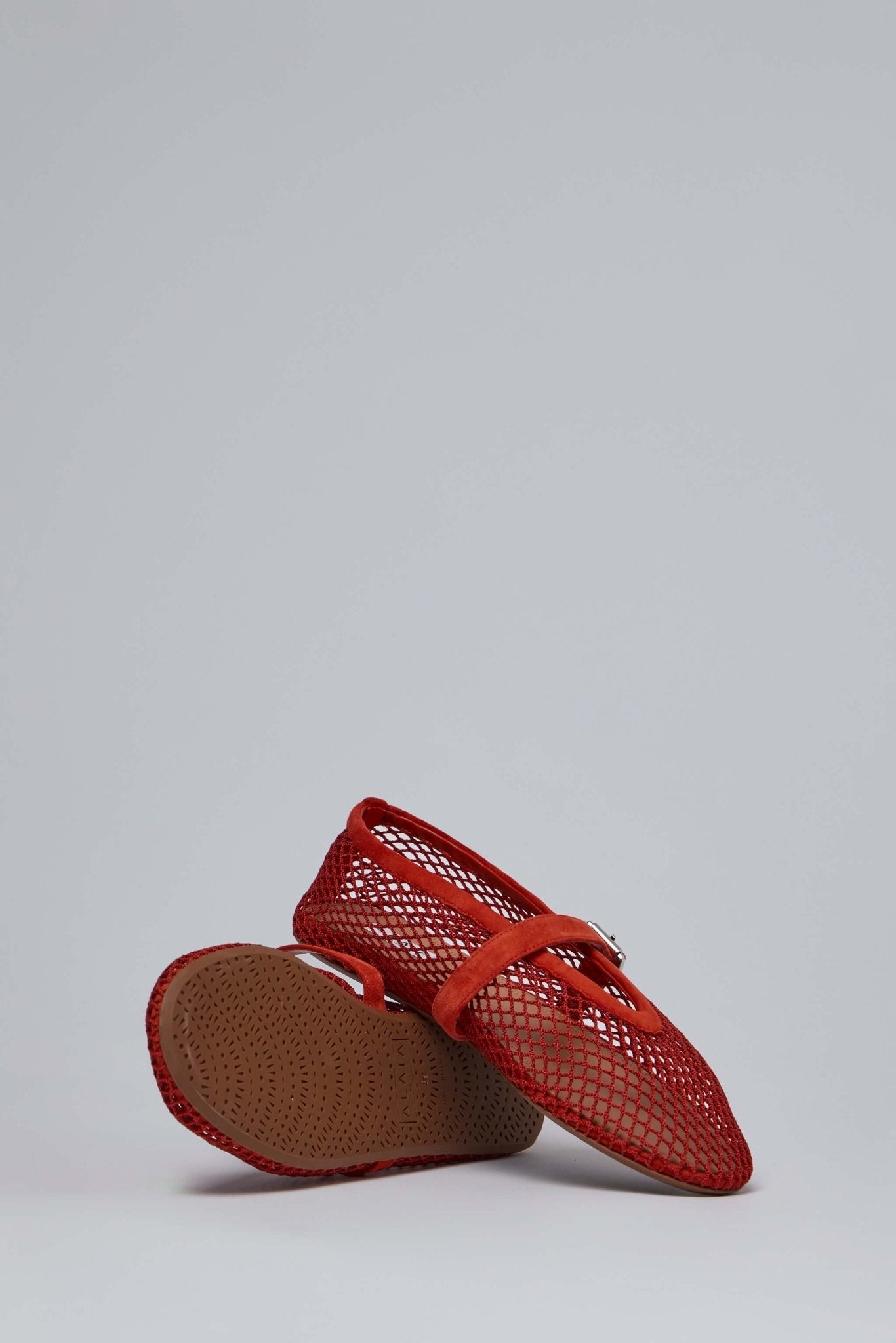 Ballet Flats in Fishnet and Suede