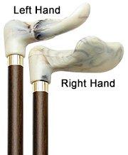 Hand-Specific Comfort Grip Cane: Creme Marble, Brown Beechwood