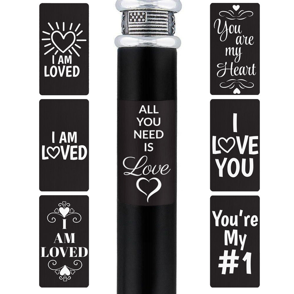 Custom Cane Engraving - Rectangle Black Anodized Aluminum - Valentine's Day Special
