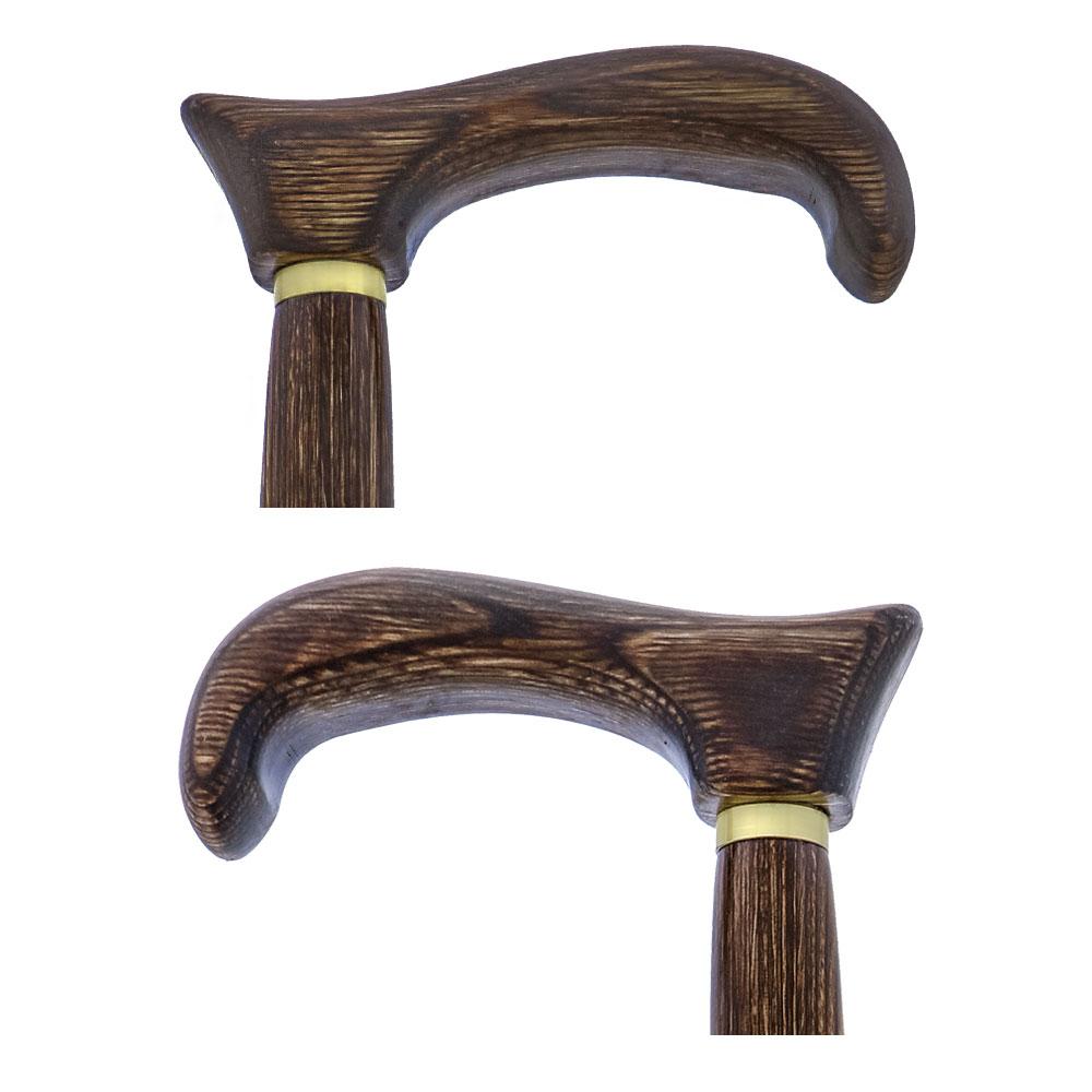 USA-Made Twisted Brown Derby Cane: Unique Colorwood Laminate