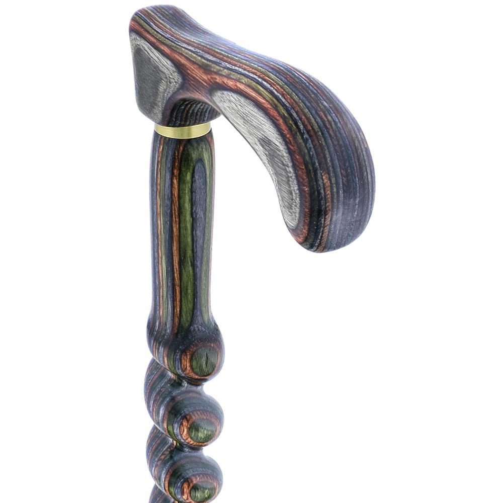 USA-Made Twisted Spiral Cane: Camo Durable Colorwood Laminate