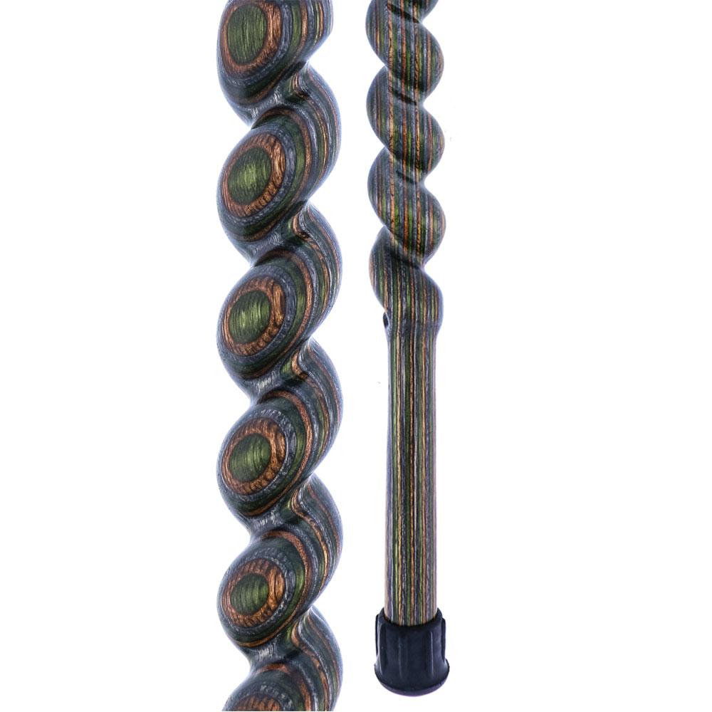 USA-Made Twisted Spiral Cane: Camo Durable Colorwood Laminate