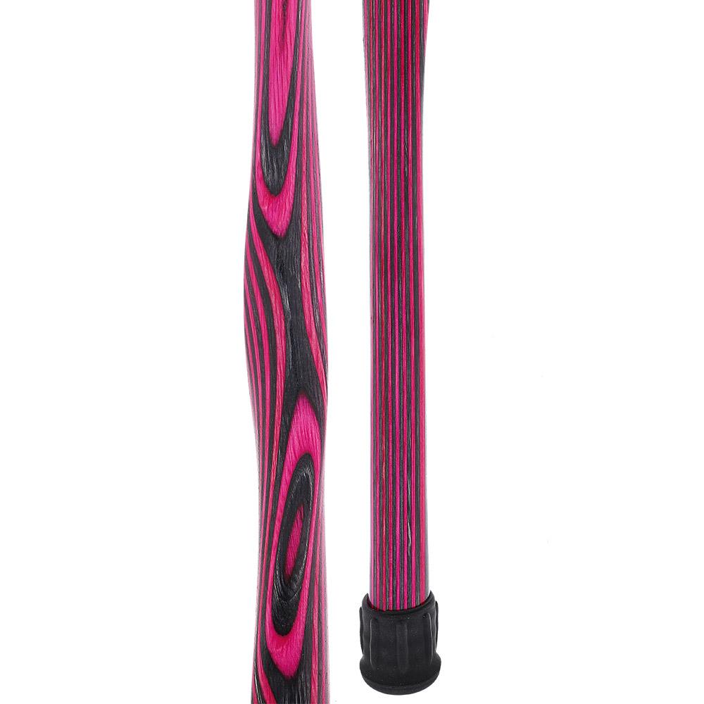 USA-Made Twisted Pink & Charcoal Cane: Vibrant Colorwood Laminate
