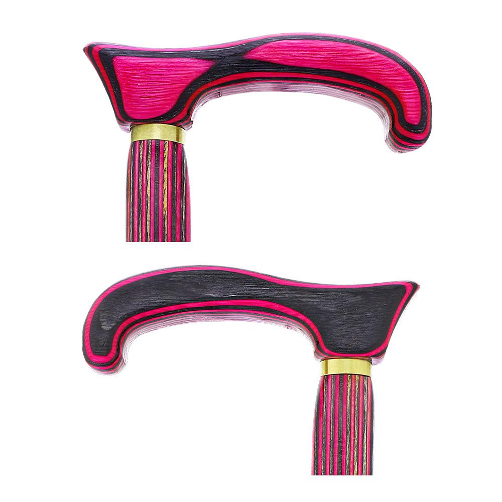 USA-Made Twisted Spiral Cane: Pink & Black Vibrant Laminate