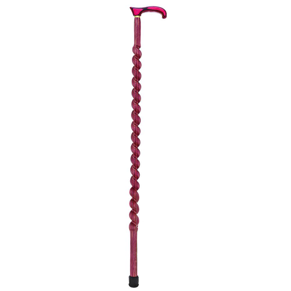 USA-Made Twisted Spiral Cane: Pink & Black Vibrant Laminate