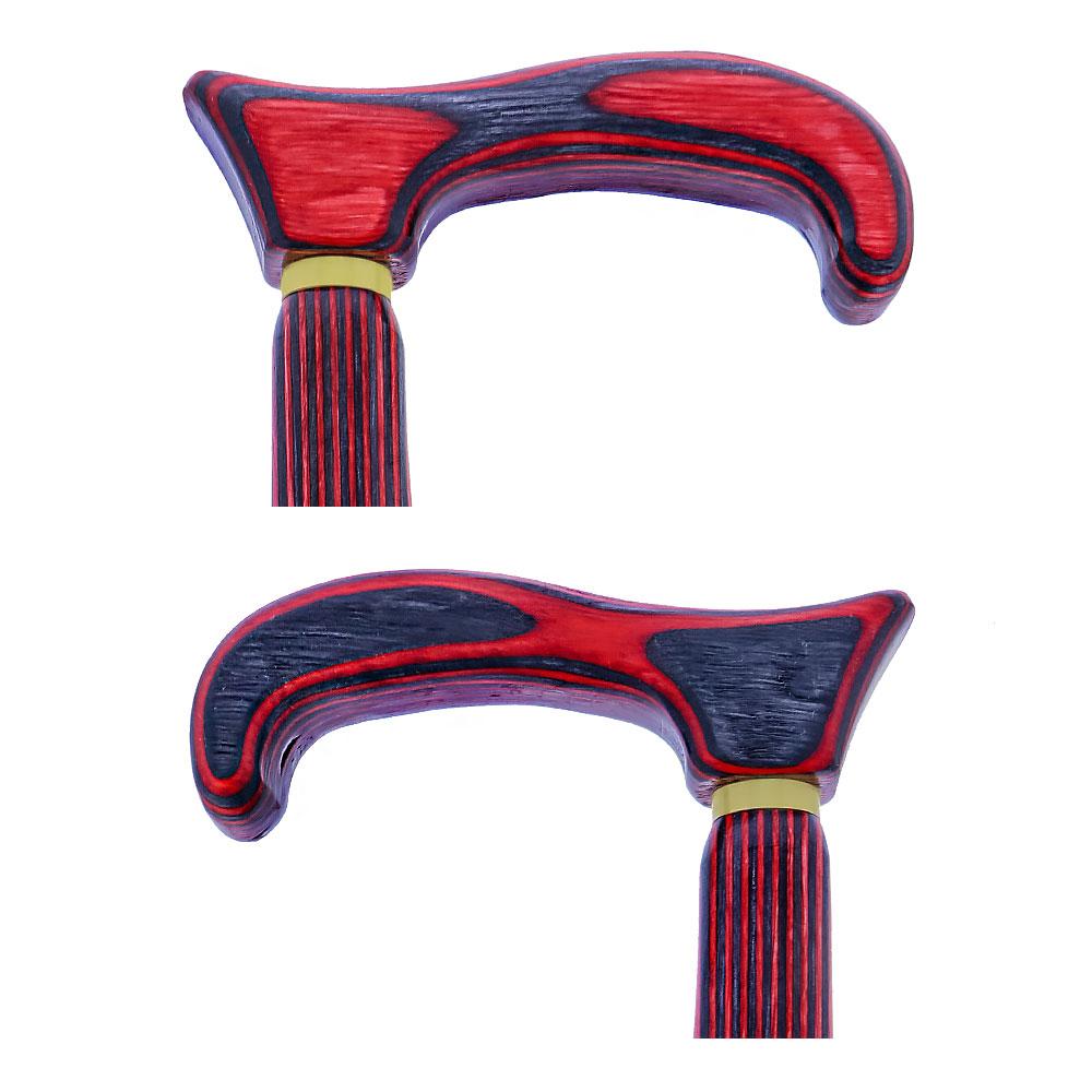 USA-Made Twisted Red-Black Cane: Vibrant Colorwood Birchwood