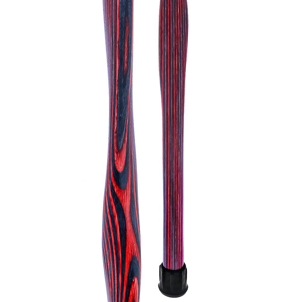 USA-Made Twisted Red-Black Cane: Vibrant Colorwood Birchwood